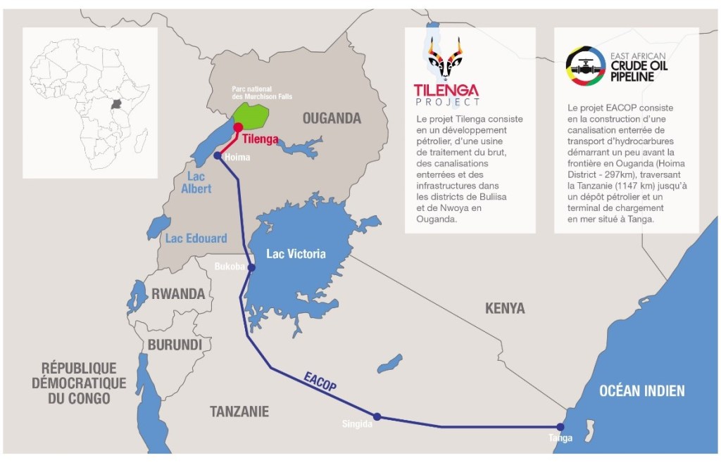 Image 2 : Carte du projet Tilenga/EACOP.